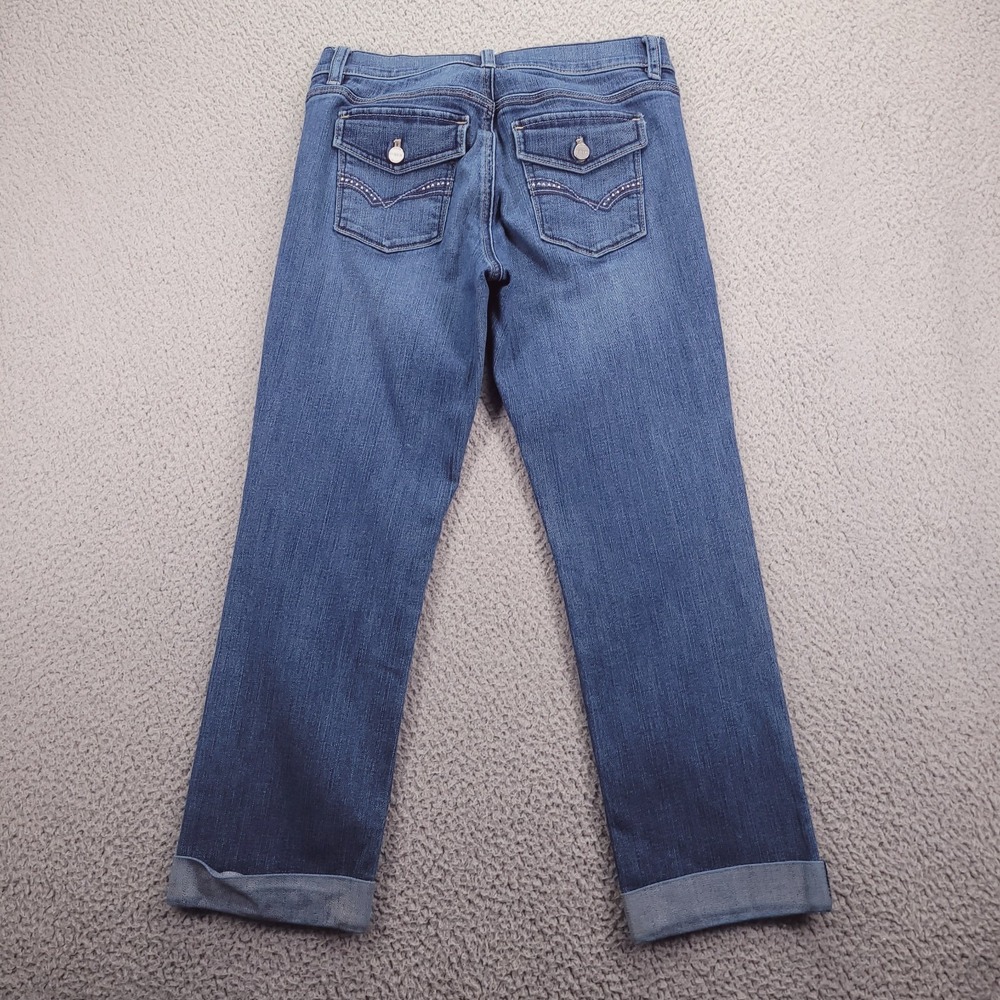 WHBM Jeans Womens Size 4 Slim‎ Crop Low Rise Rolled Hem Flap Pocket NOIR Denim